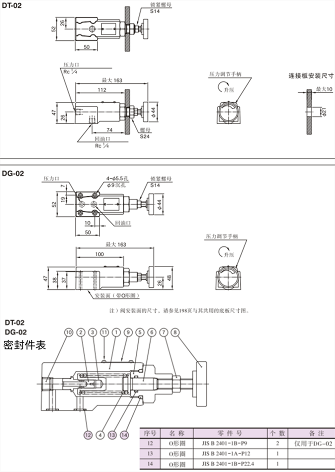 DT-02-B-22油研直動式溢流閥安裝尺寸