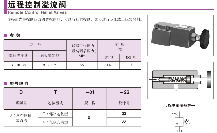 油研DT-01-22與DG-01-22電磁閥